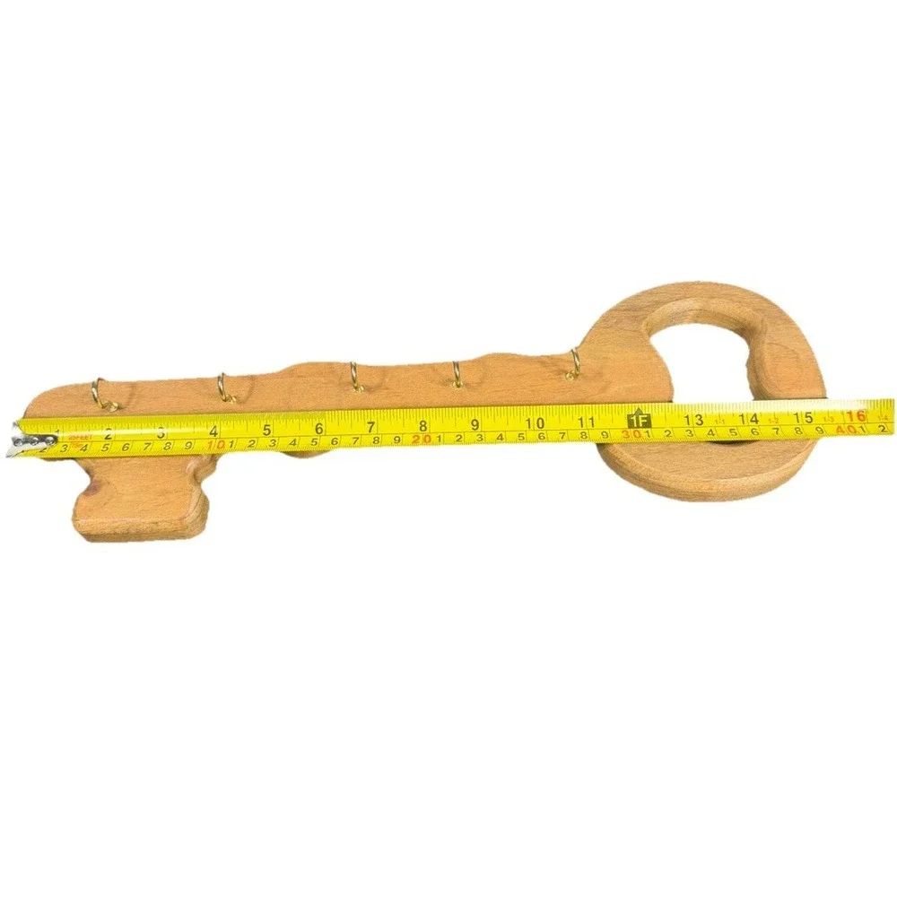 Handmade Wooden KEY shape Key Holder 5 hooks 16